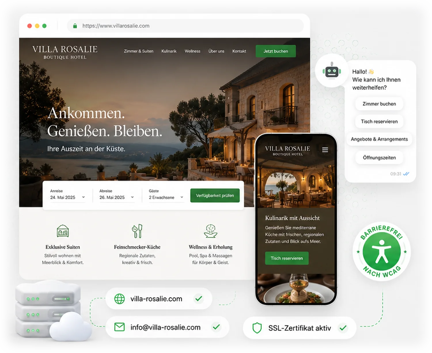 Hotel-Website mit KI-Chatbot – Vorschau